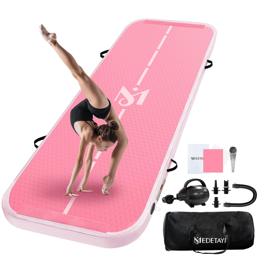 Aufblasbar Turnmatte Matten, 2M/ 3M/ 4M/ 5M/ 6M,10CM Hoch Luft-Trainingsmatte mit Luftpumpe, für Fam