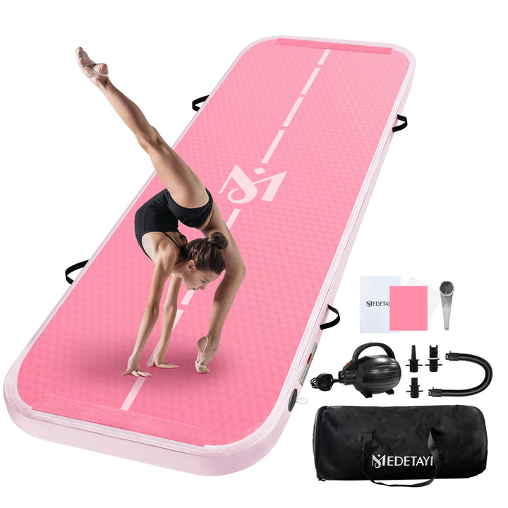 Aufblasbar Turnmatte Matten, 2M/ 3M/ 4M/ 5M/ 6M,10CM Hoch Luft-Trainingsmatte mit Luftpumpe, für Fam