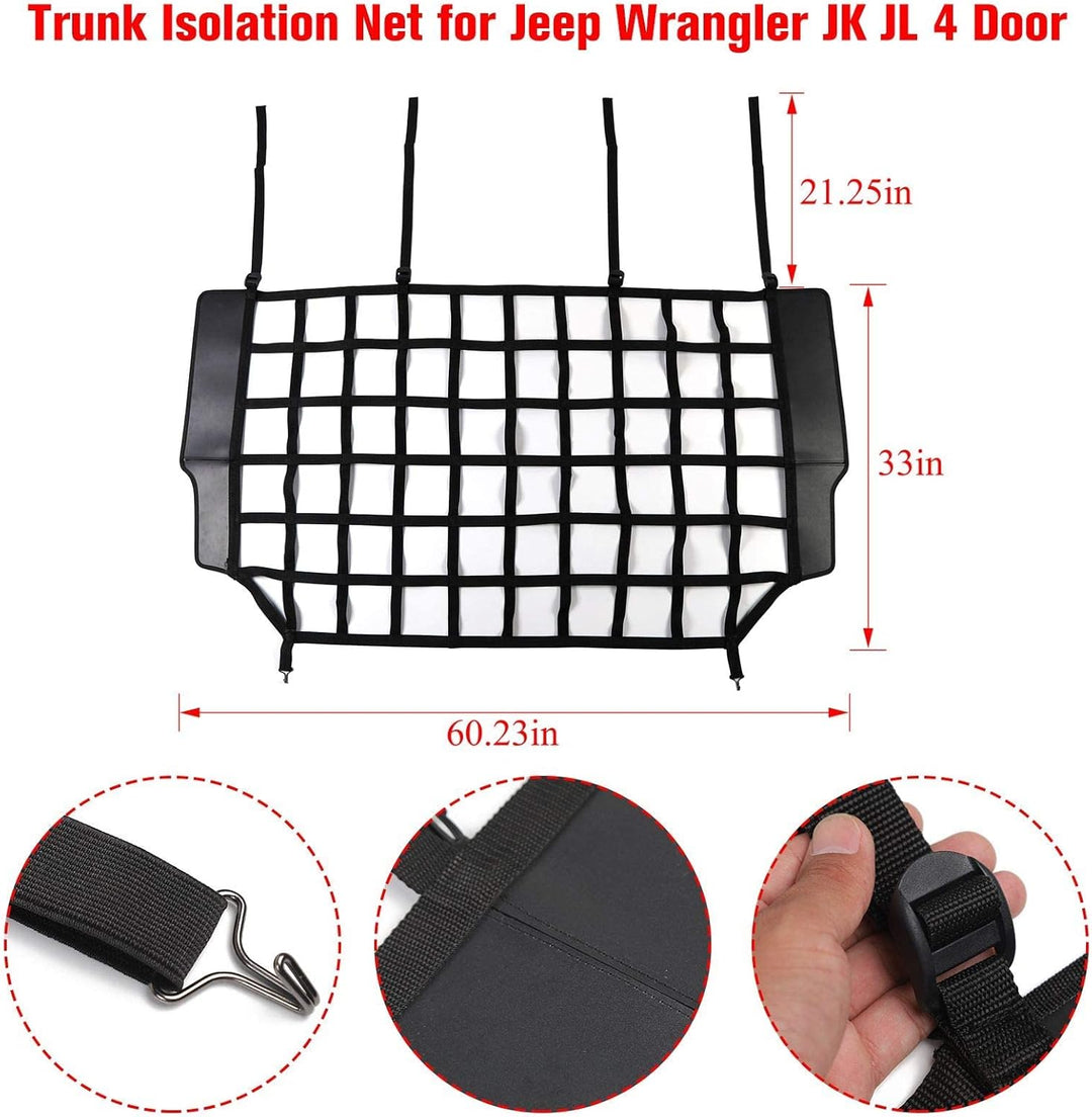 Haustiernetz, Fahrzeug-Sicherheitsnetz, Hundebarriere für Jeep Wrangler JK JL 4-Türer 2007-2025, pas
