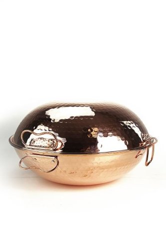 CopperGarden® Cataplana Bräter aus handverzinntem gehämmerten Kupfer mit ca 36 cm Durchmesser I Port