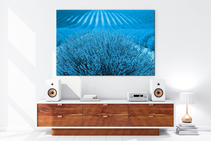 deyoli Lavendelfeld in Frankreich Format 80x60 Effekt: Monocrome Blau als Leinwandbild, Motiv fertig