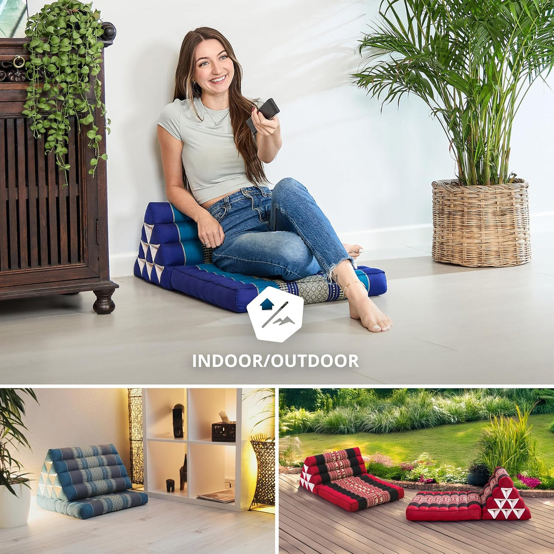 livasia Thaikissen mit 1 Auflage, Dreieckskissen mit Sitzkissen, Keilkissen mit Kapok, Rückenkissen