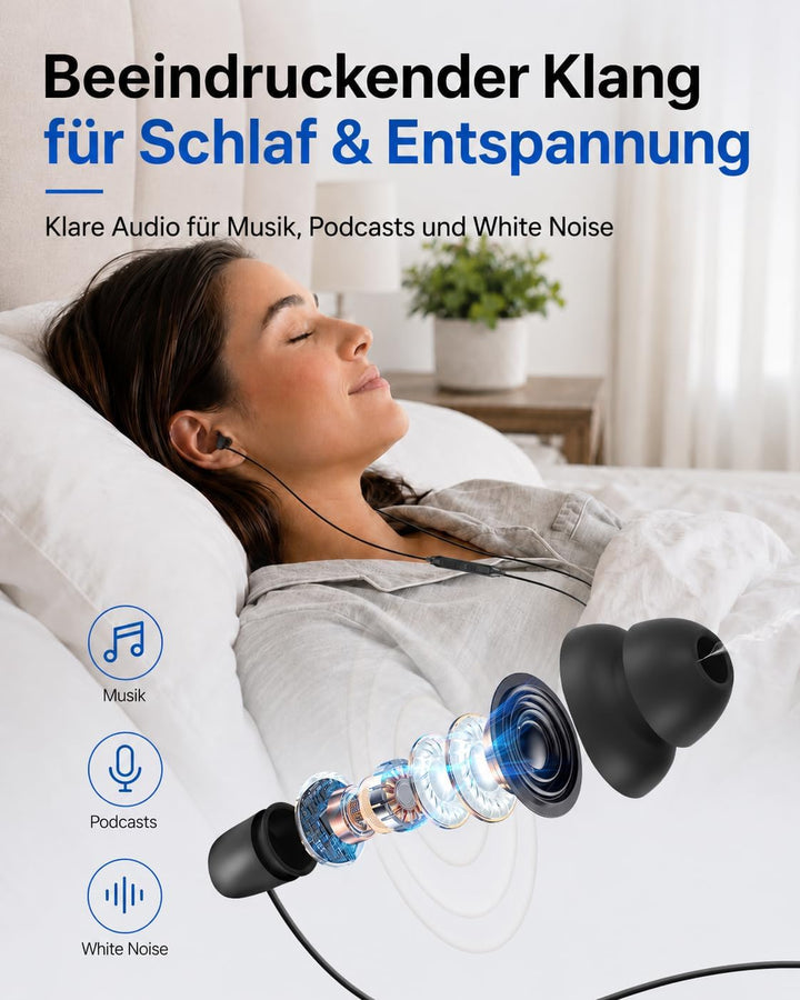 Hearprotek 2 Paar USB c-Schlaf-Ohrhörer, Kopfhörer mit Mikrofon-Silikon-Geräuschisolierung Typ c-Ohr