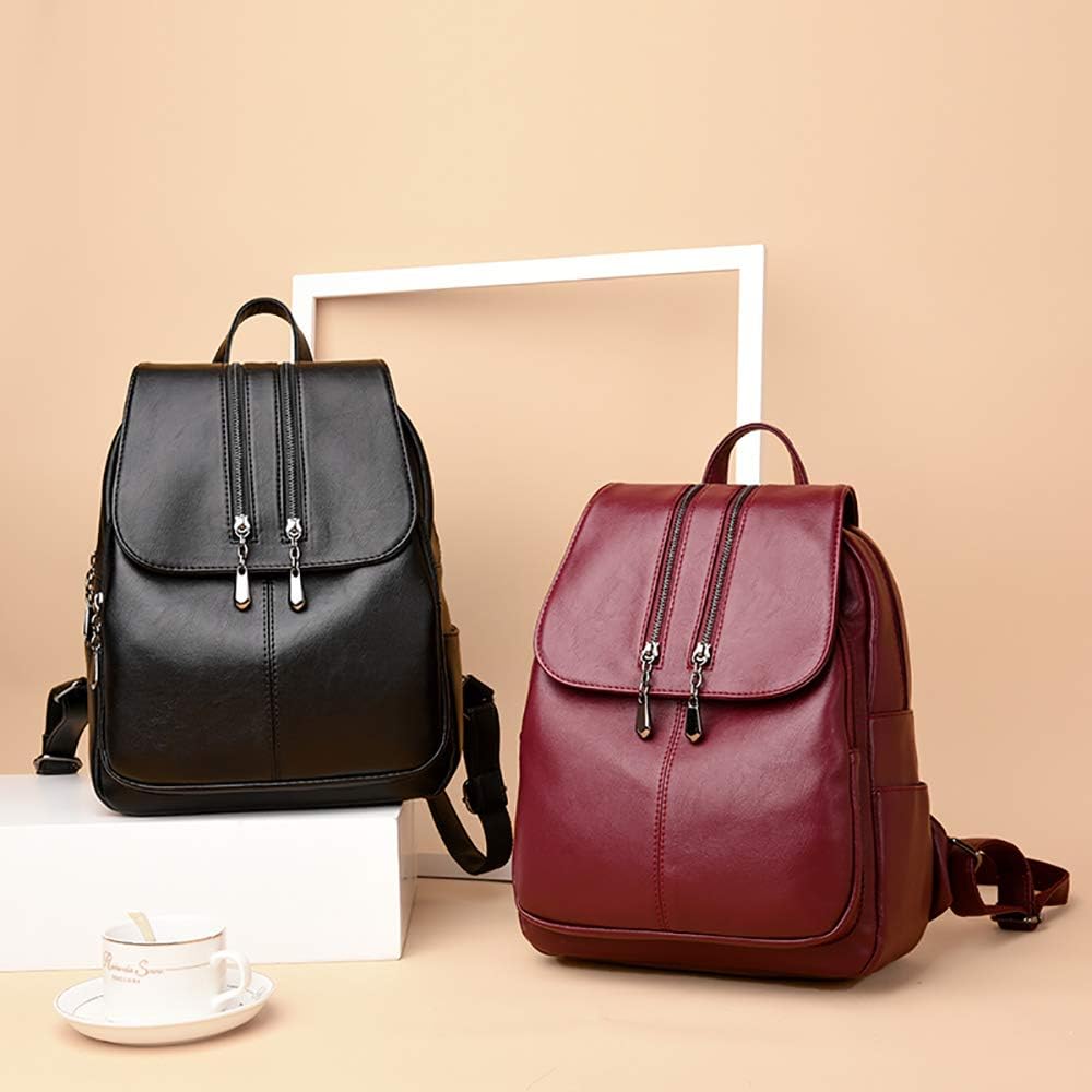 Kris Anna Damen Reissverschluss Casual Rucksack Handtasche aus PU-Leder Weinrot EINWEG, Weinrot