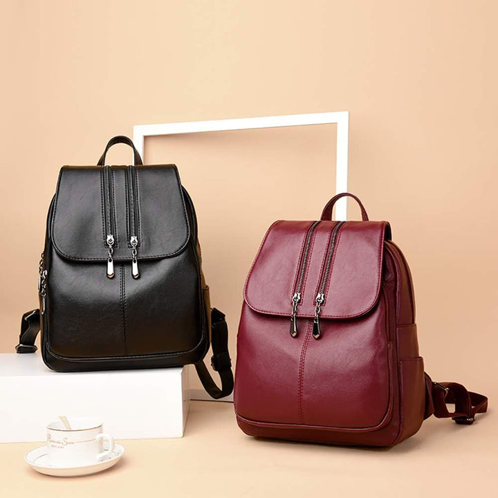 Kris Anna Damen Reissverschluss Casual Rucksack Handtasche aus PU-Leder Weinrot EINWEG, Weinrot