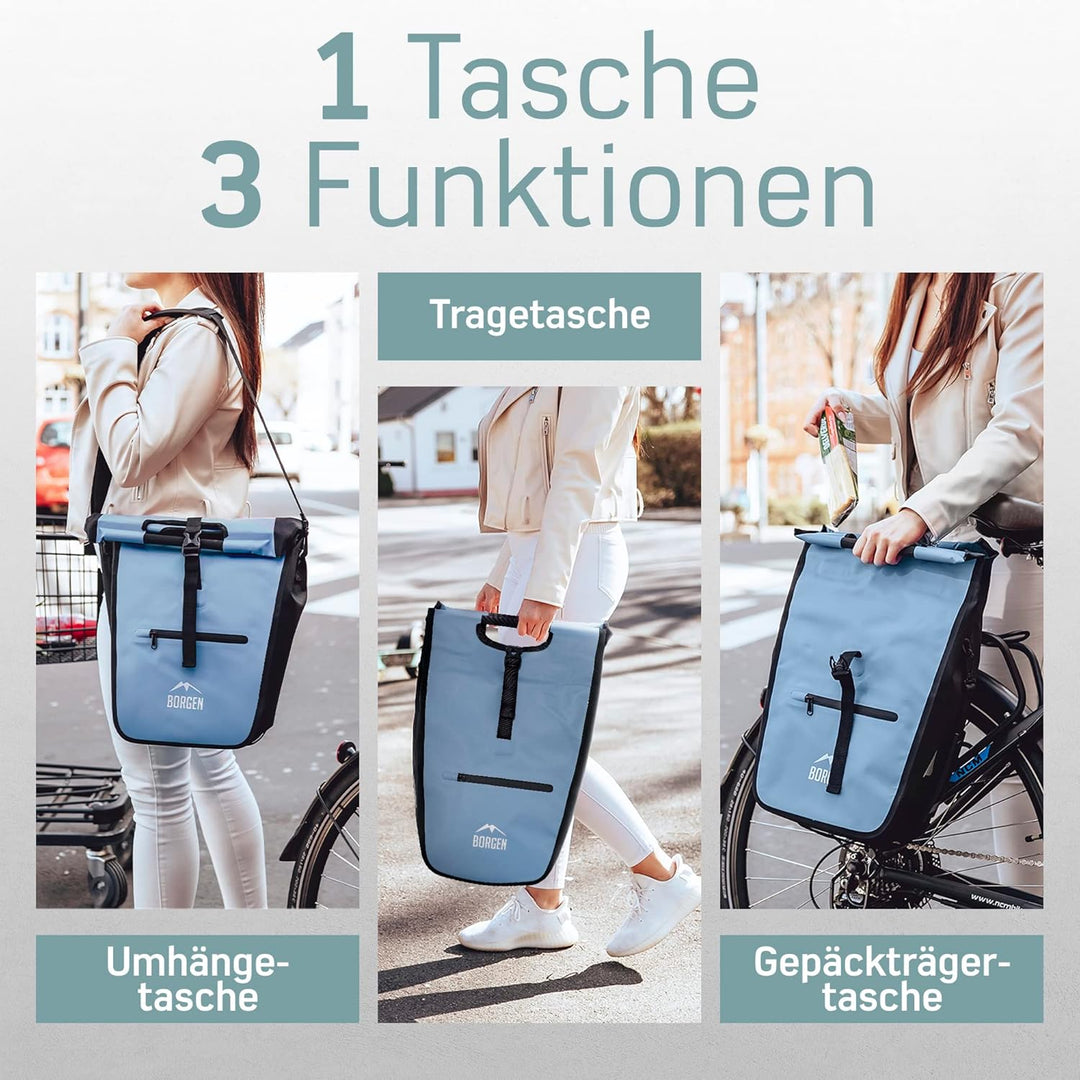 Borgen Fahrrad Einkaufstasche für Gepäckträger mit herausnehmbaren Kühleinsatz - Verwendbar als Gepä