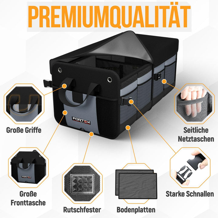 FORTEM Kofferraum Organizer, Kofferraumtasche, Zusammenklappbarer Auto Organizer Kofferraum mit Fäch
