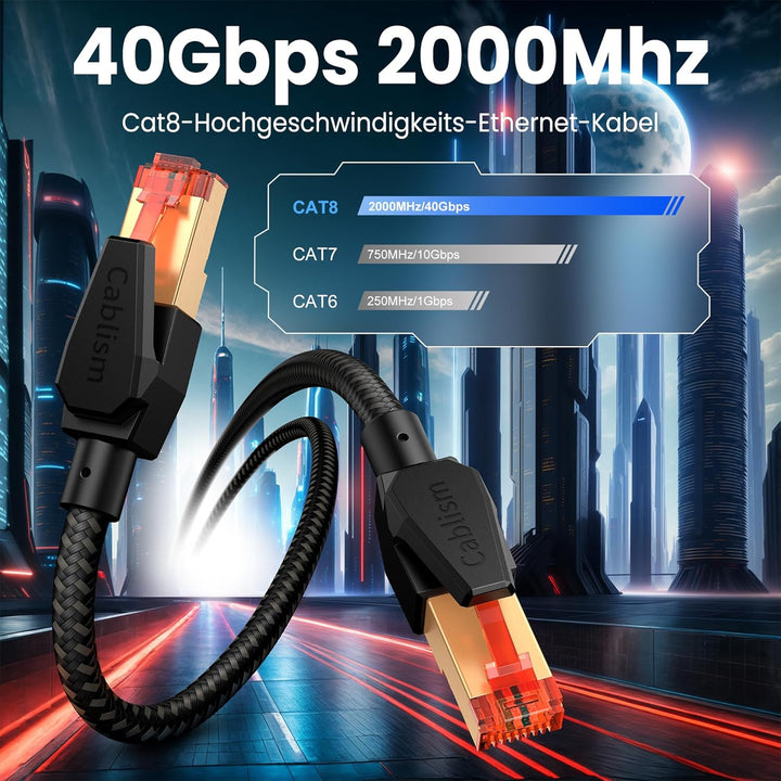 LAN-Kabel 30Meter Cat 8 Netzwerkkabel RJ45 23m 20m 18m Internet 40 Gbit/s 2000 MHz Hochgeschwindigke