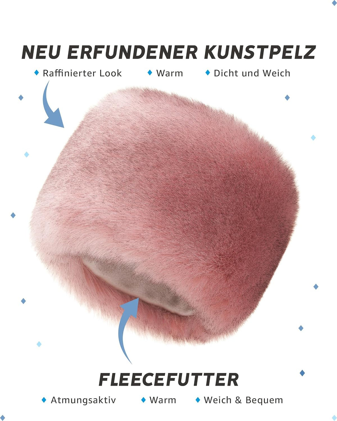 Futrzane Siberian Kosakenmütze - Pelzmütze Damen - Fell Pelz Russische Mütze XS Rosa Siberian, XS Ro