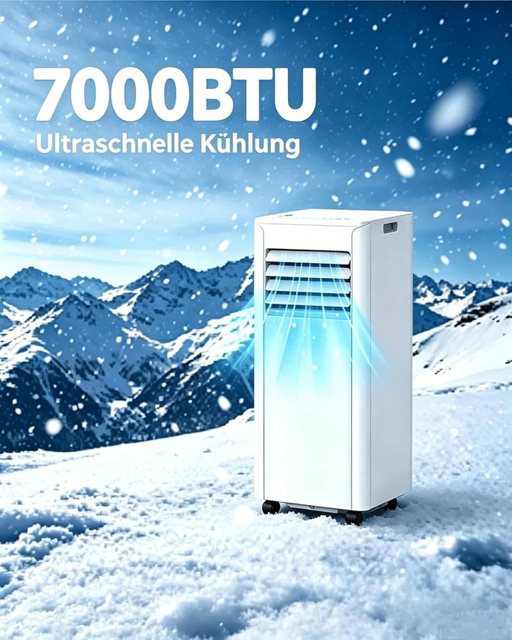 Electactic Mobile Klimaanlage 7000 BTU, 3-in-1 Mobiles Klimagerät mit Abluftschlauch & Ventilator &