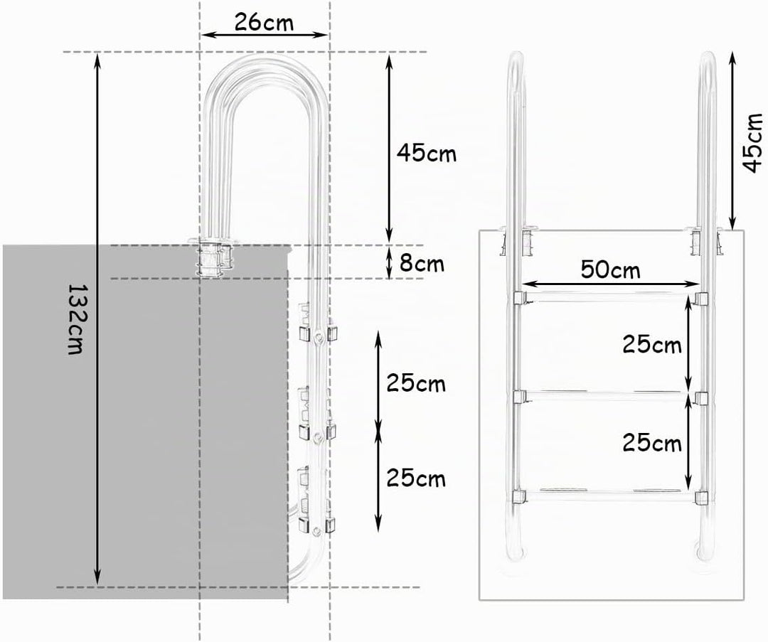 COSTWAY Edelstahl Poolleiter, Schwimmbad Leiter 3 stufig, Einstiegsleiter Silber bis 150kg belastbar