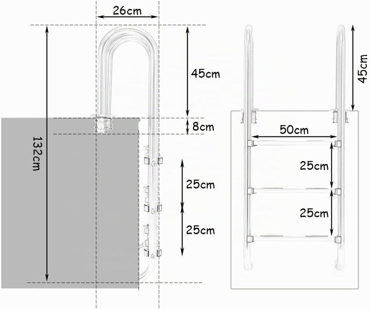 COSTWAY Edelstahl Poolleiter, Schwimmbad Leiter 3 stufig, Einstiegsleiter Silber bis 150kg belastbar