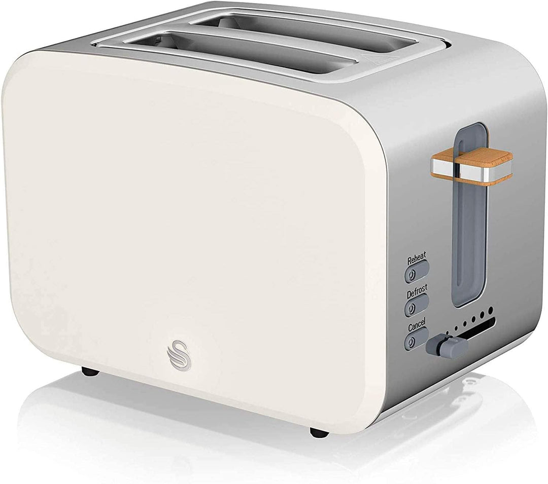 Swan Nordic Breitschlitz-Toaster mit 2 Scheiben, 3 Funktionen, 6 Bräunungsstufen, modernes Design, E