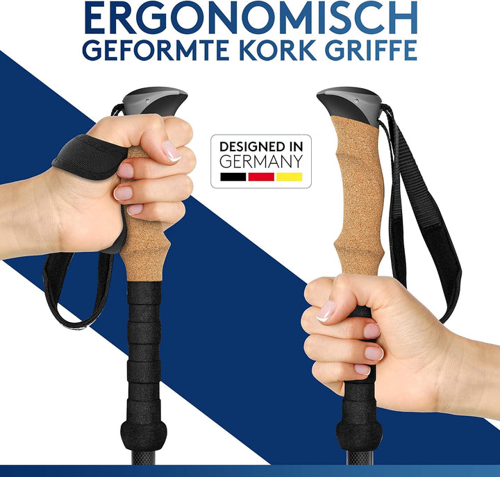 Wanderstöcke & Nordic Walking Stöcke - Teleskop Wanderstock mit Gummipuffer Set - Trekkingstöcke für