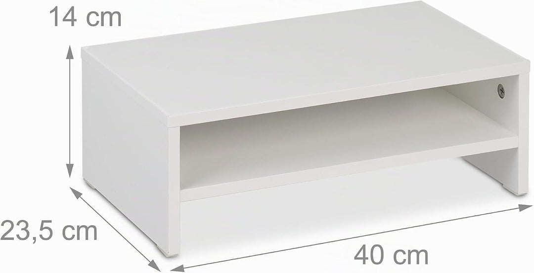 Relaxdays Monitorständer mit Fach, Bildschirmerhöhung für Schreibtisch, HBT: 14 x 40 x 23,5 cm, Bild