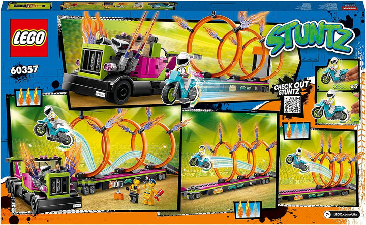 LEGO 60357 City Stuntz Stunttruck mit Feuerreifen-Challenge, mit schwungradbetriebenem Motorradspiel