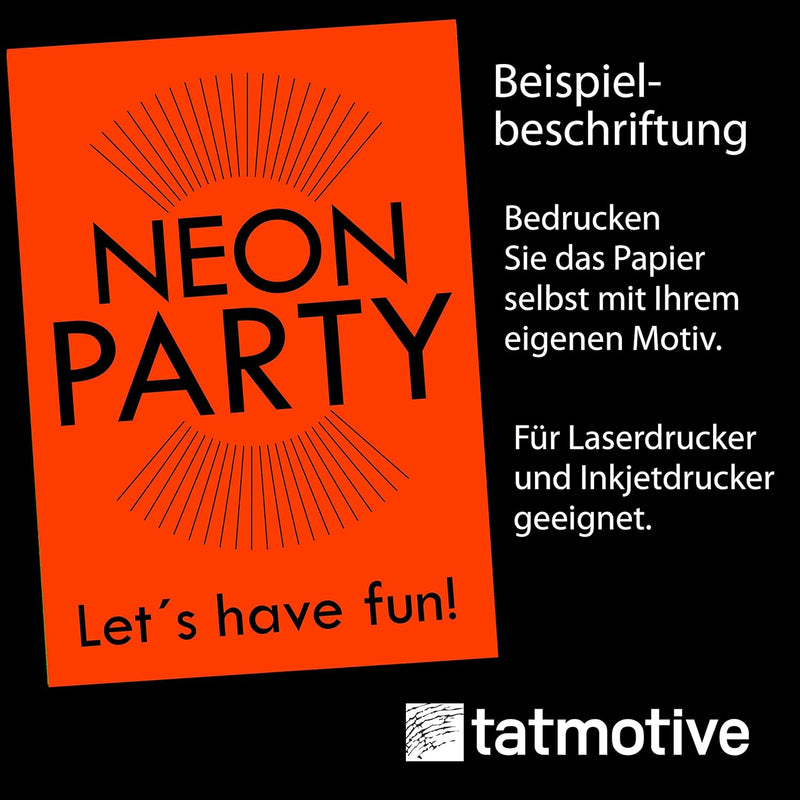 Neonpapier Extrem Grell NEON Rot 100 Blatt DIN A4, 80 g/qm Briefpapier, Leuchtpapier Party Deko Bast