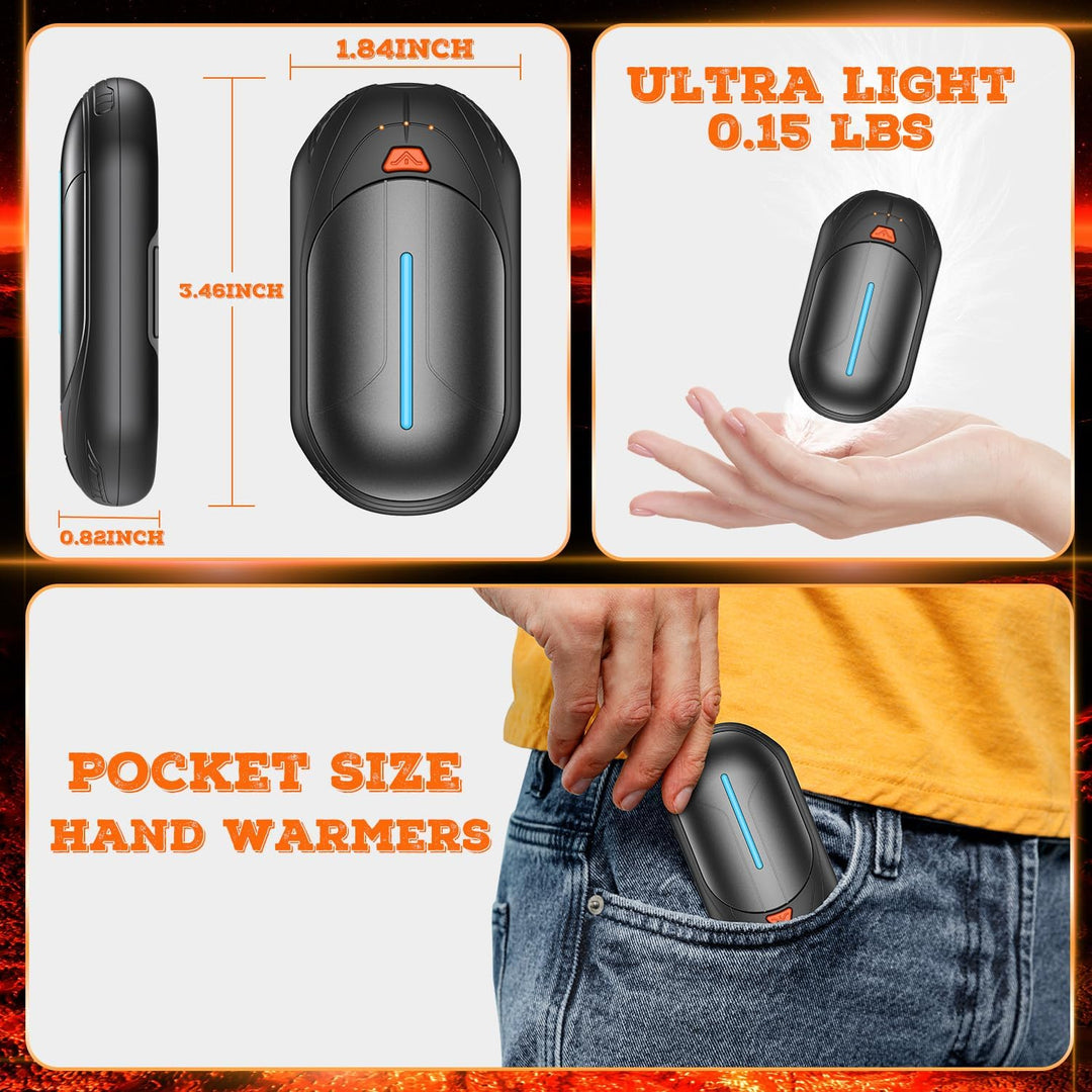 Elektrisch Handwärmer Wiederverwendbar Wiederaufladbar Taschenwärmer: 2er Pack 6000mAh USB Aufladbar