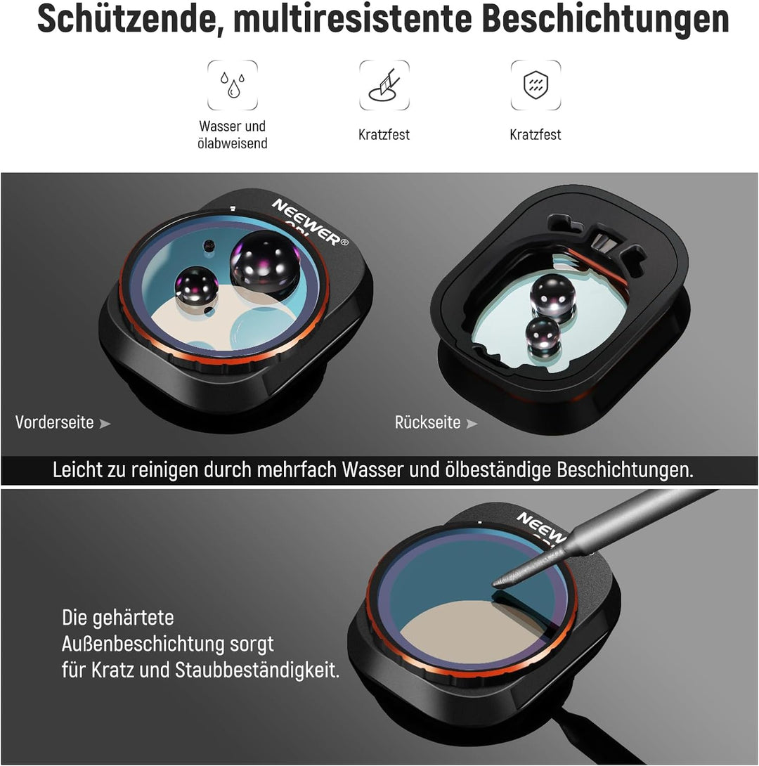 NEEWER ND/PL Filter Set Kompatibel mit DJI Mini 4 Pro, 6Stk UV CPL ND8/PL ND16/PL ND32/PL ND64/PL Po