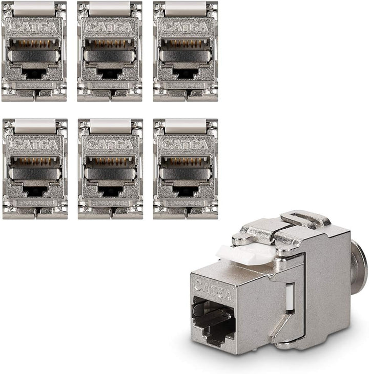 kwmobile 6X Keystone Modul für CAT 6A Kabel - 10 Gbit/s geschirmt Metall Gehäuse Schnappverschluss -