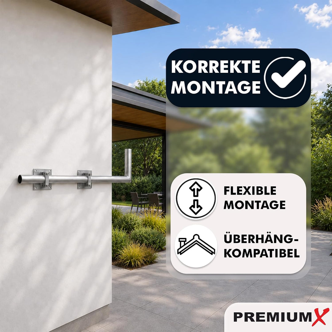 Premium X 100cm Wandausleger SAT Halterung Aluminium Ø 50mm Rohr-Ausleger Wandabstandshalter Wand-Ha