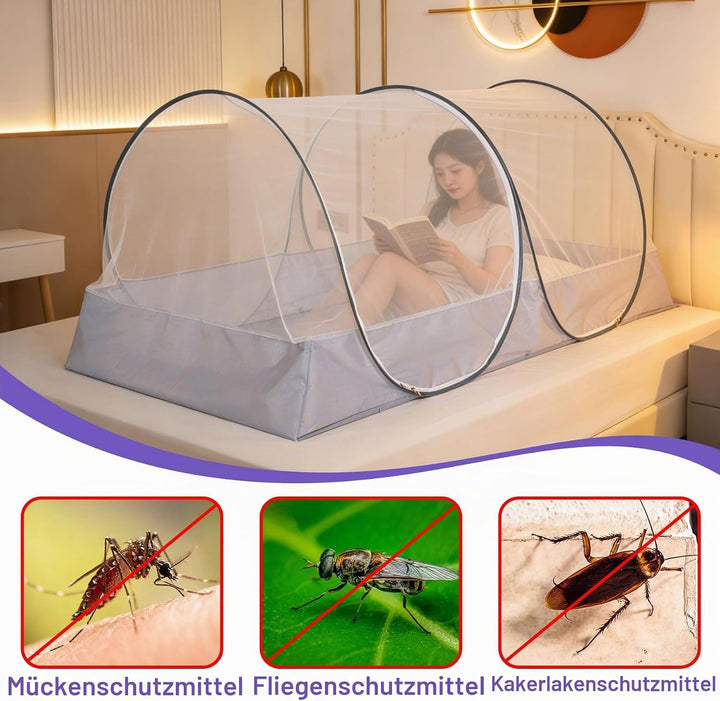 Moskitonetz Pop Up 100x200x73cm, Moskitonetz Bett klappbar, Mosquito Net imprägniert für Outdoor Ind