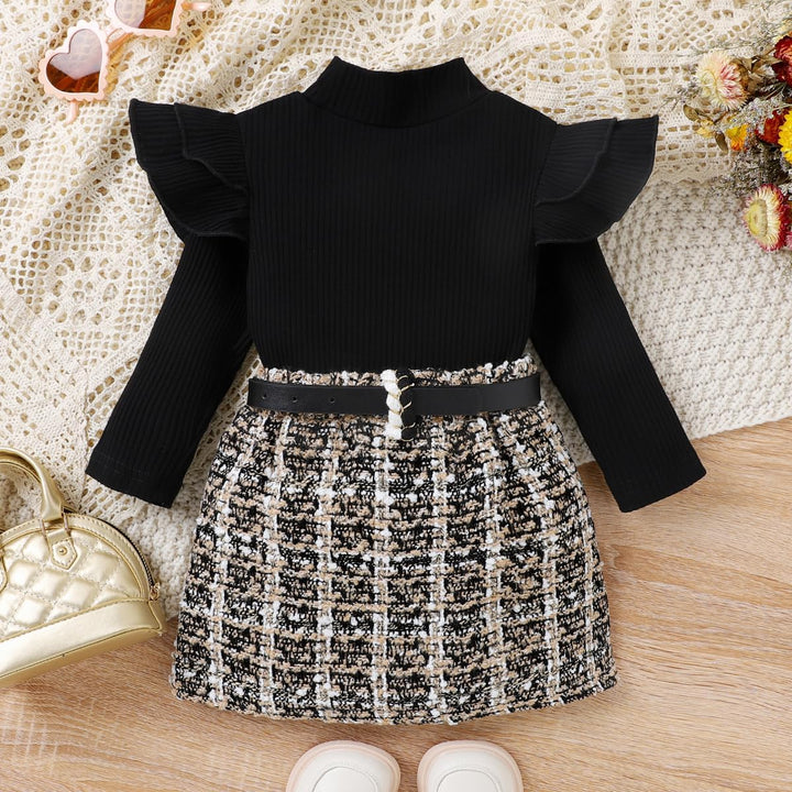 Kleinkind Baby Mädchen Outfits Ruffle Rollkragen Langarm Shirt + Bowknot Mini Rock 2 Stück Herbst Wi