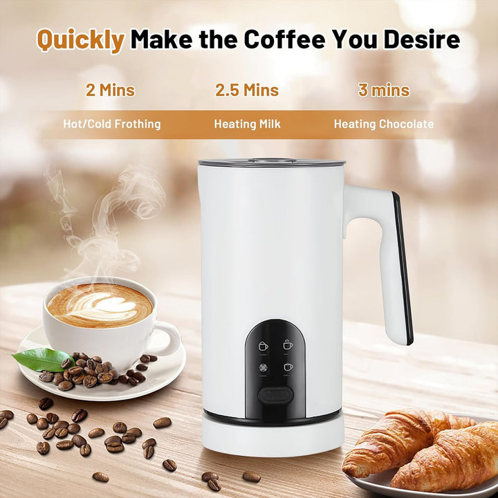 Milchaufschäumer Elektrisch 4-in-1, 580ml Milchwärmer Milchschaum Heiss/Kalt, Milchwärmer & Kakaomas