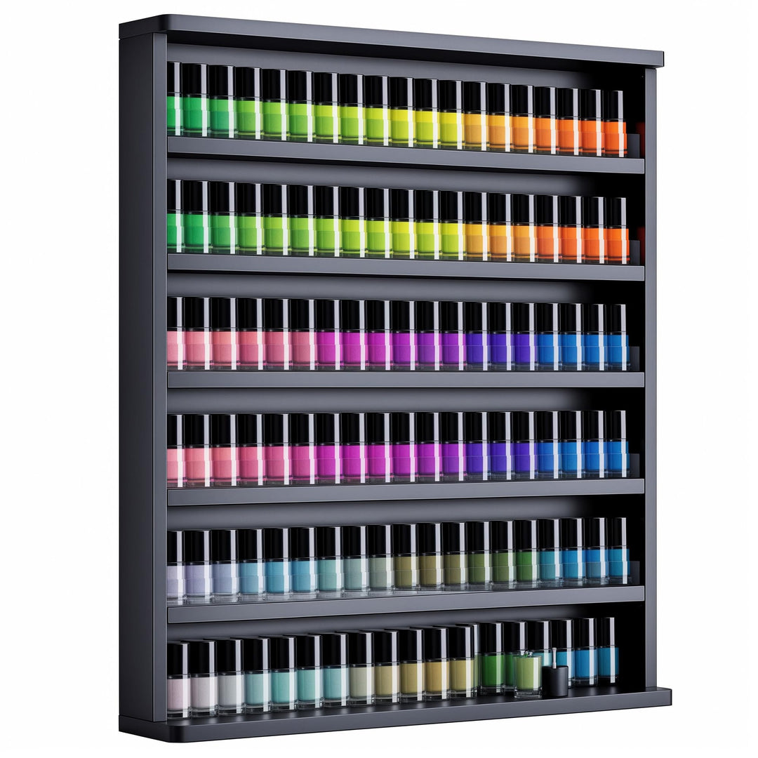 Nagellackregal Wandmontage mit 6 Ebenen, Stabiler Nagellack Organizer aus MDF & Acryl, Wandregal für