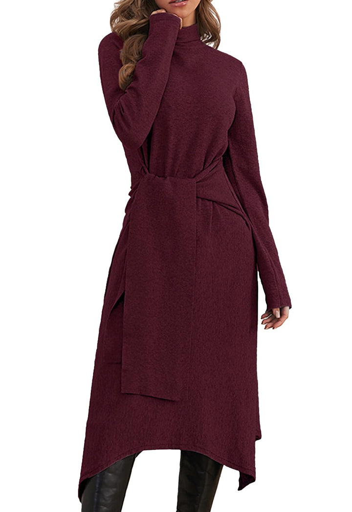 Damen Strickkleid Winter Kleid Herbst Damen Winterkleider Herbstkleid Midikleid Pulloverkleid Mit Ro