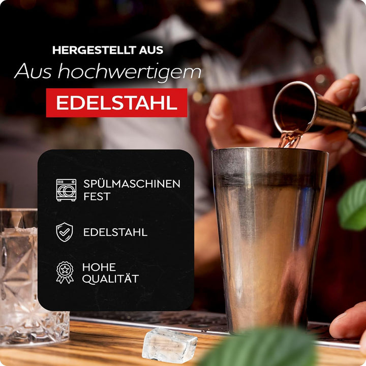 Cocktail Shaker Set 16-teilig aus Edelstahl | Barset für Barkeeper & Anfänger | Cocktail Zubehör ink