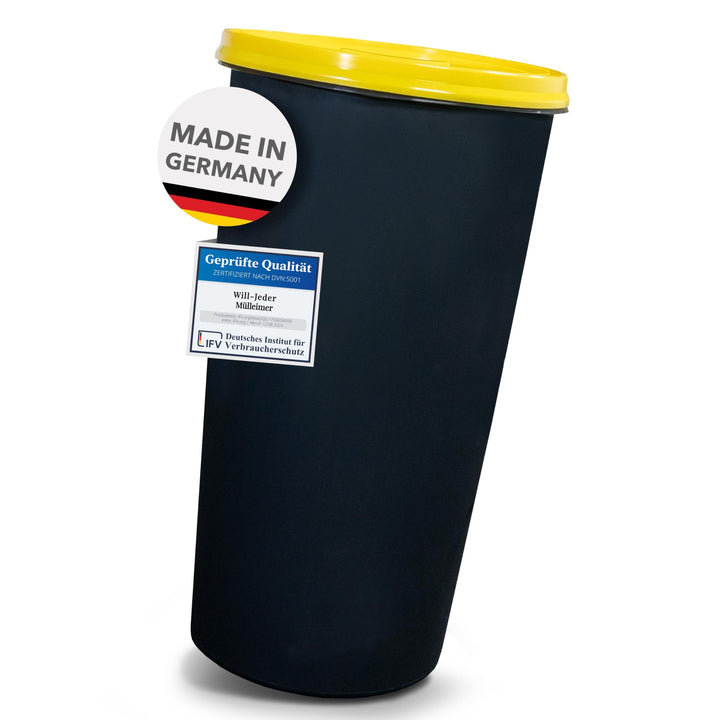 Mülleimer 60l mit geruchsdichtem Deckel (Gelb), Gelber Sack Ständer, Made in Germany, Müllsackstände