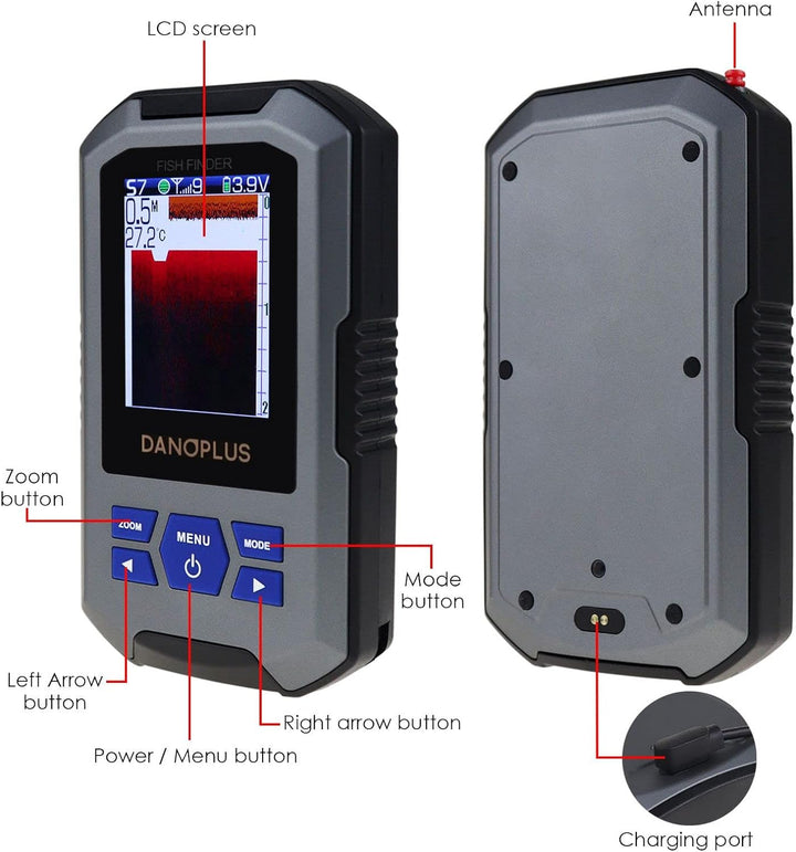 Kabelloser Fischfinder Tragbarer Fischfinder Sonar-Sensor 45 m Tiefenerkennung Wiederaufladbare Tief