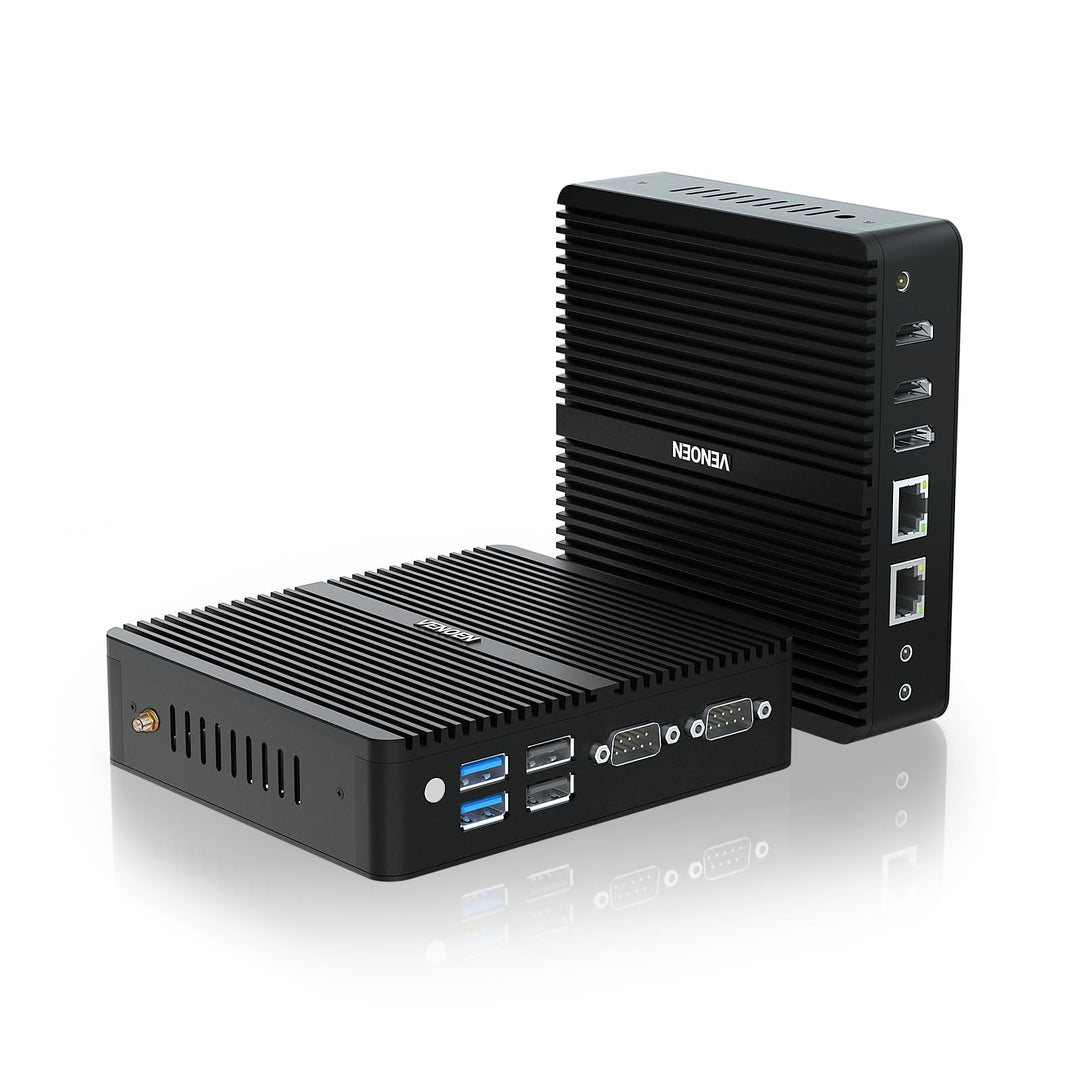 VENOEN N100 Mini PC Industrie, lüfterloser PC WIN11 pro, Dual LAN Industrial Desktop PC, Dual HD, DP