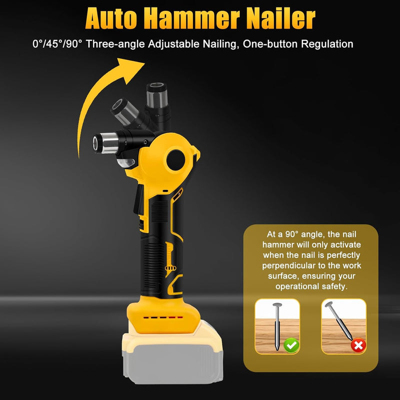 Akku Automatik Hammer kompatibel mit Dewalt 20V Akku, Elektro Nagel Hammer mit verstellbarem 3-Posit