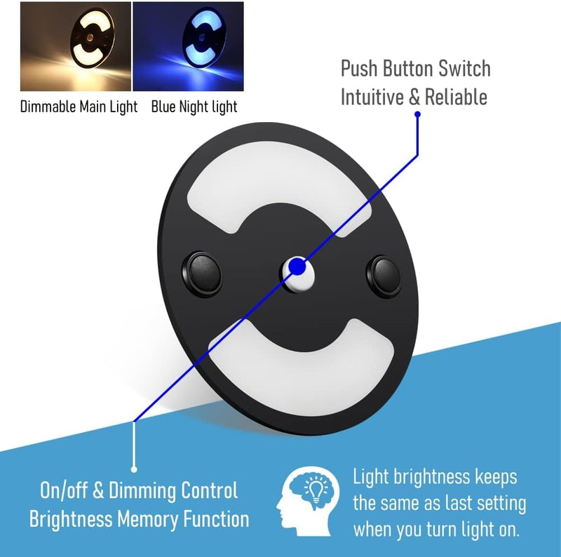 acegoo 12V LED Deckenleuchte Wohnmobil Beleuchtung Leuchte Dimmbar Innenbeleuchtung 75mm, Zwei Farbe