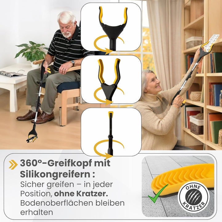 Greifzange für Senioren [80 cm] faltbarer Greifer zum aufheben | Reacher aus Aluminium | Müllzange 3