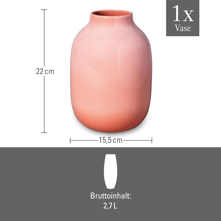 like. by Villeroy & Boch – Perlemor Home Vase Nek gross, Tischdekoration in Pink, 15,5x15,5x22 cm Va