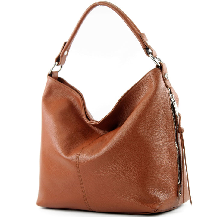 modamoda de Damen Schultertasche, Leder T160 Cognac2021, Cognac2021