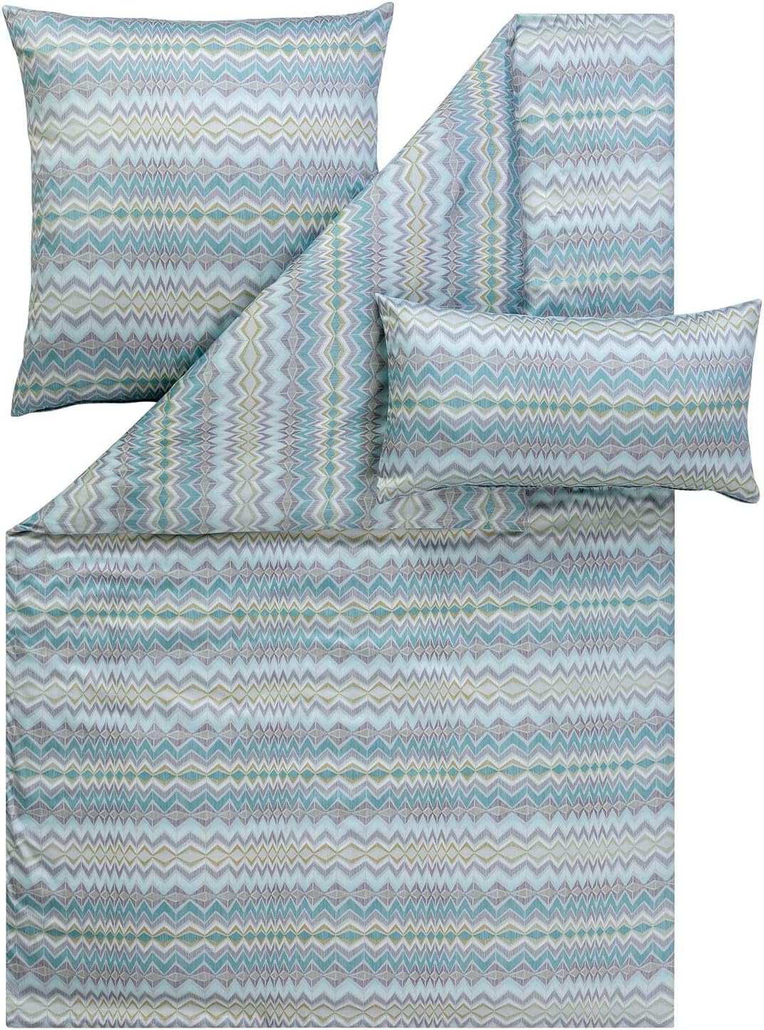 ESTELLA Mako-Satin Bettwäsche Nuria Mint 1 Bettbezug 155 x 220 cm + je 1 Kissenbezug 80 x 80 cm + 40