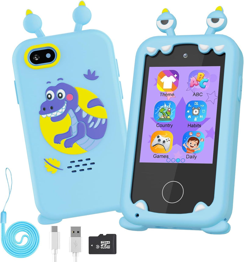 Kinder Handy Spielzeug Kinder 3–12 Jahren, Kid Phone mit MP3-Player, Dual-Kamera, 1080P HD Touchscre