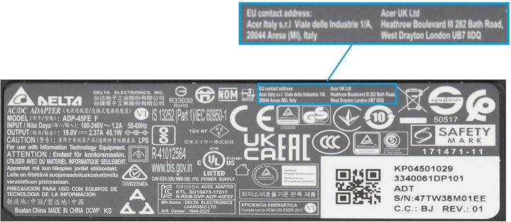 Acer Aspire V3-372 Original Netzteil 45 Watt