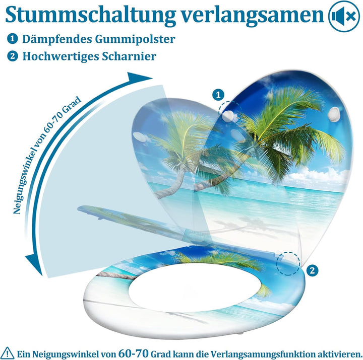 WC-Sitz Toilettendeckel mit Soft-Close, Duroplast &amp; Edelstahl, Antistatisch &amp; Antibakteriell, Abnehm