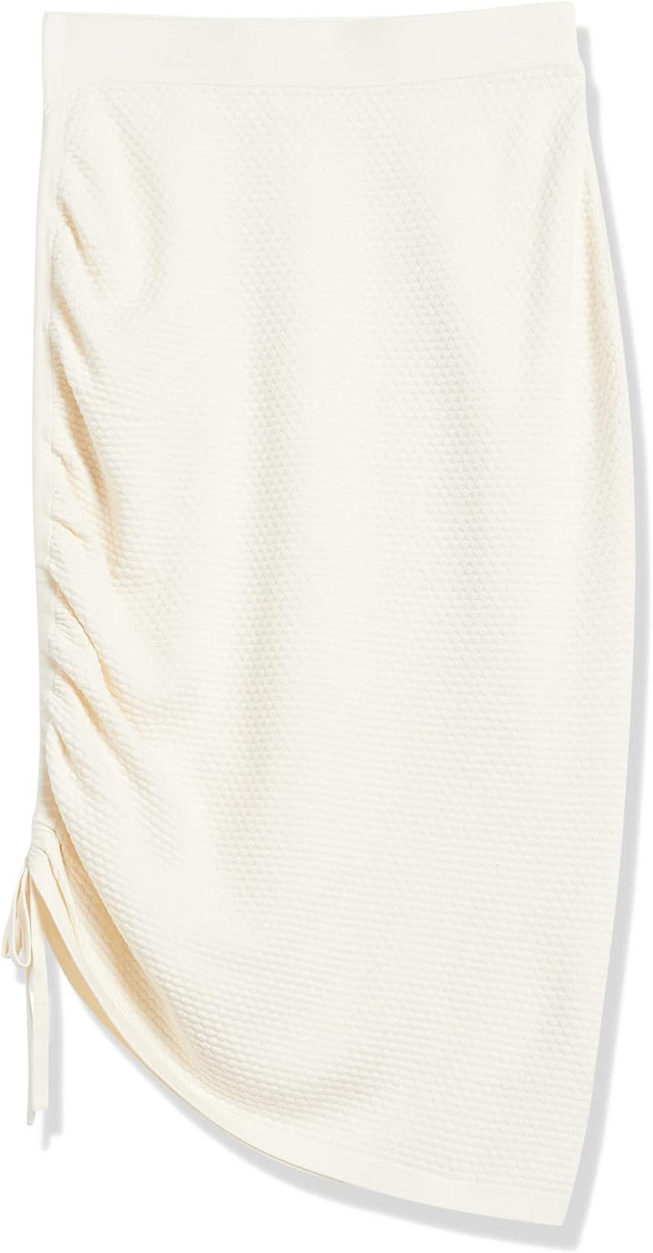 The Drop Damen Amanda Textured Side Ruched Midi Sweater Skirt Midirock S Whisper White, S Whisper Wh