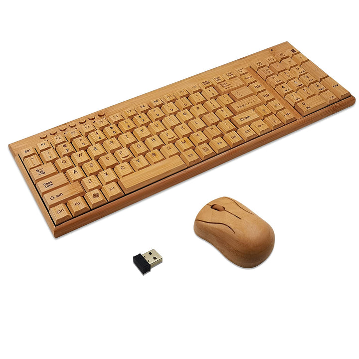 Smart Tech Handarbeit Natur Bambus Holz PC Wireless 2,4 GHz Tastatur und Maus Combo + Smart Tech Tou