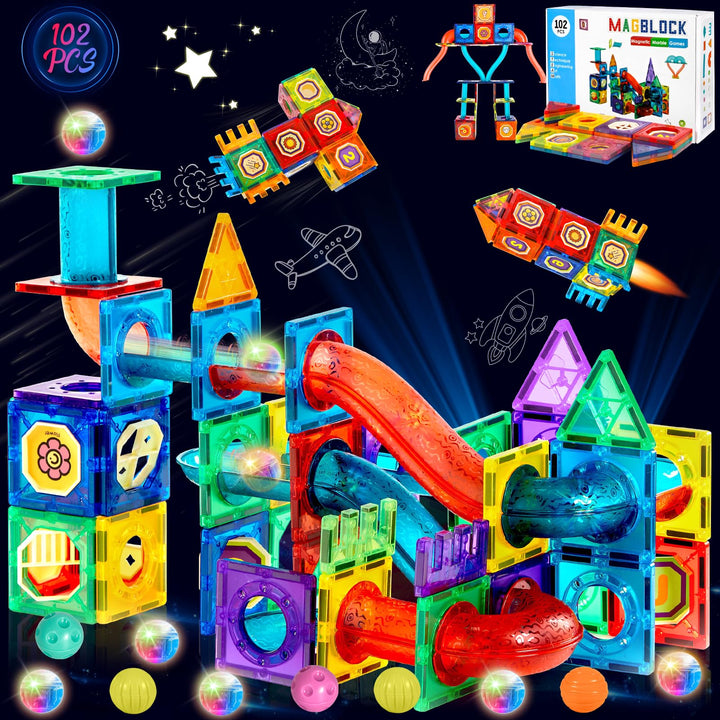 102 Pcs Magnetische Bausteine Spielzeug, Magnetisches Bauspielzeug, Puzzle Baustein Spielzeug, Magne