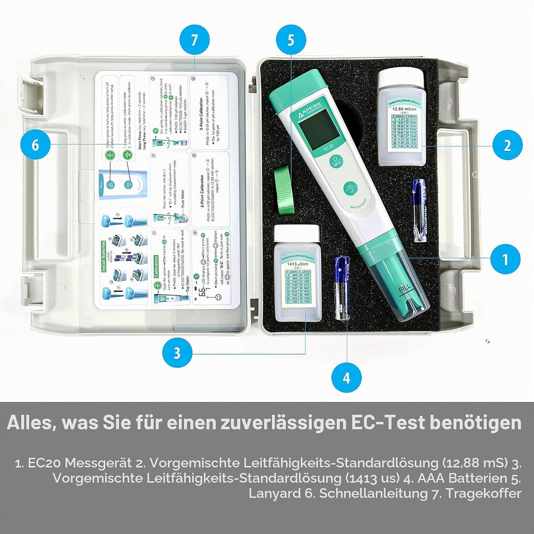 Apera Instruments EC20 EC-Meter, Leitfähigkeitsmessgerät im Taschenformat &amp; PH20 pH-Meter, Messgerät