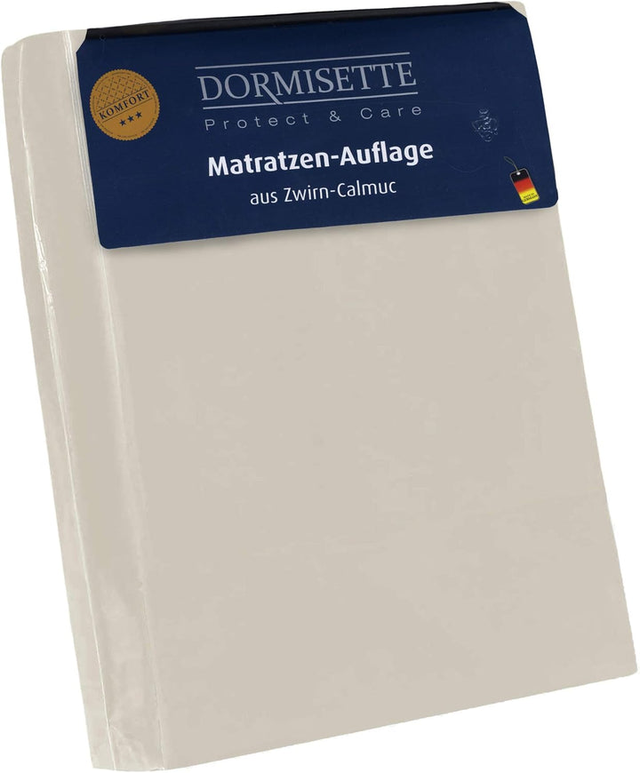 Dormisette Q59 Molton-Matratzenauflage, 100/210 cm, Baumwolle/Zwirn-Calmuc, Creme/Beige, 100/210 cm
