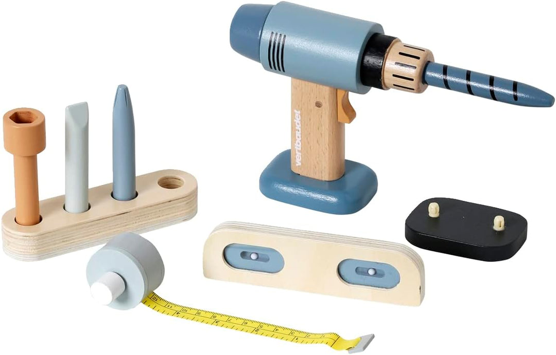 VERTBAUDET Bohrmaschine und Zubehör aus Holz, grau, TU