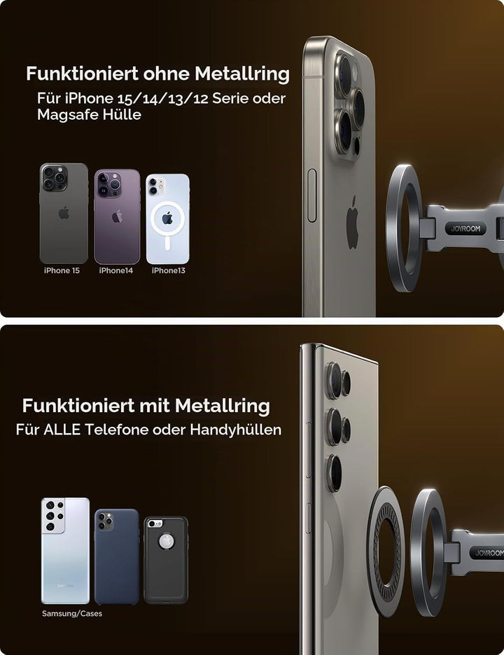JOYROOM Handyhalterung Auto Magnet [Faltbar &amp; Vollmetall] MagSafe Autohalterung mit 20 x N55 Magnete